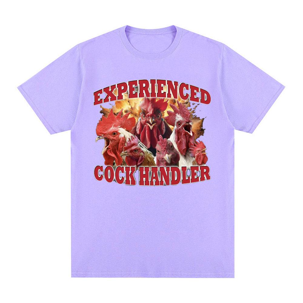 Experienced Cock Handler T Shirt Funny Chicken Lover Meme Graphic T-shirt Mens Women Cotton Short Sleeve Oversized T Shirts Tops