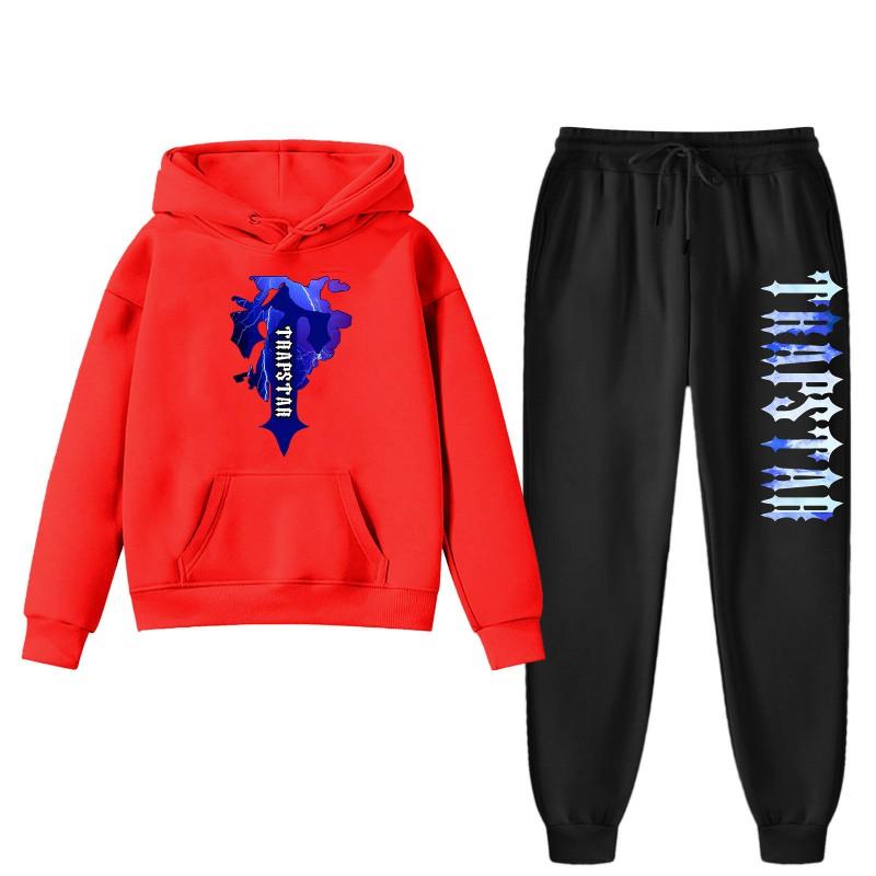 Womens Winter Casual Hooded Sweatshirt Pants Set With Print Loose Fit Streetwear