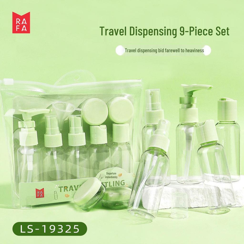 Rafa Travel 9-Piece Skincare Bottle Set with Storage Bag