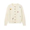 Women's Petite Fluffy Knit Cardigan: Japanese Style with Dog Embroidery, Perfect for Autumn/Winter