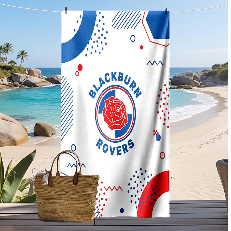 Blackburn Rovers Fußball Print Strandtuch, Großes Weiches Schnelltrocknendes Handtuch für Strand Camping Schwimmen