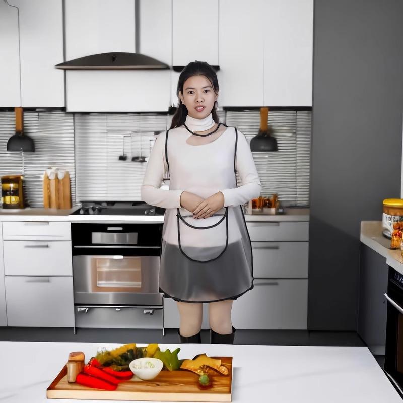 Wasserdichte Schürze mit langen Ärmeln - Waschfreie, ölbeständige Arbeitskleidung für Küche und Meeresfrüchte