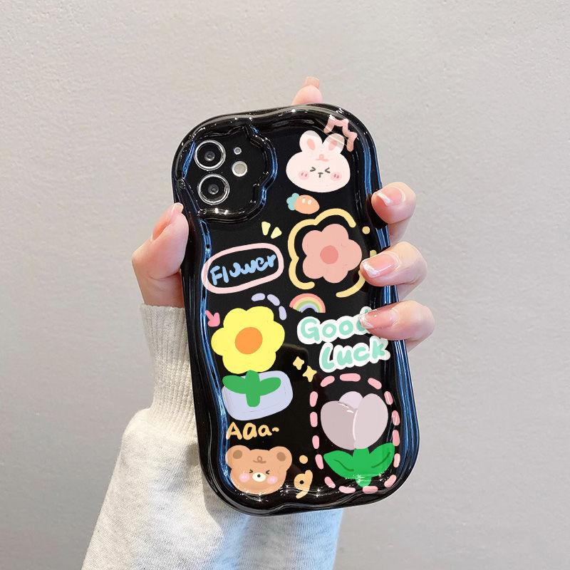Small fresh and cute animals are suitable for iPhone17promax mobile phone case Apple 16 transparent 14/13 fine hole 15.