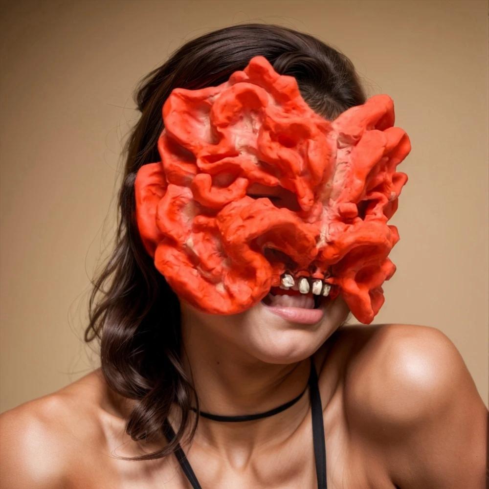 

Кликеры Маска на пол-лица Фигурка Last of Us Гриб Красное лицо Костюм Хэллоуин Маска зомби Реквизит для косплея красный