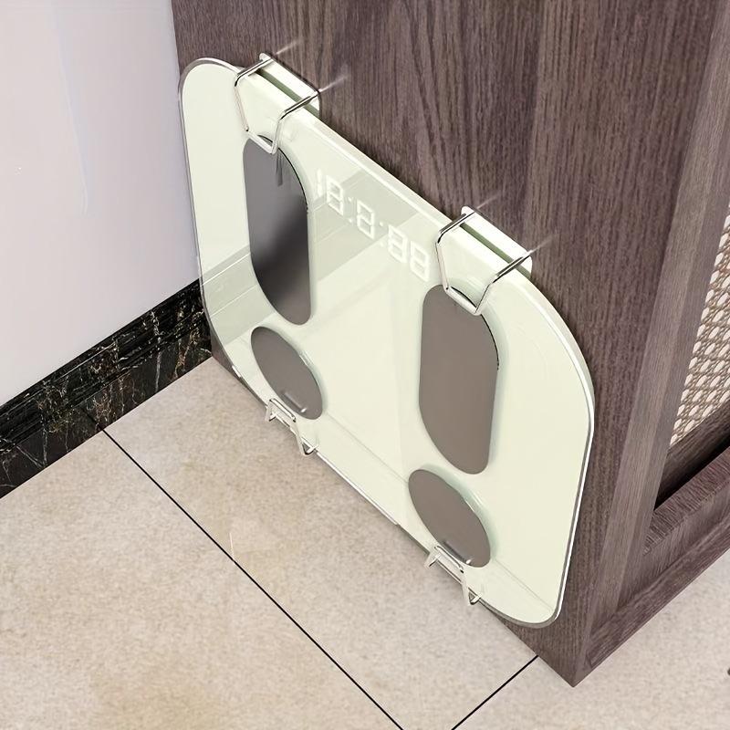 Wall-Mounted Scale Storage Rack - No-Trace Adhesive Bracket, Space-Saving Holder For Bathroom & Gym Scales