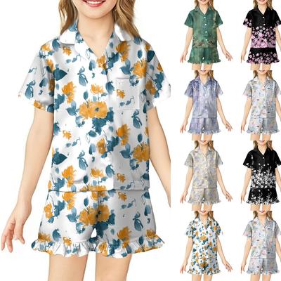 Children's Home Clothes Pajamas Set Short-sleeved Top Shorts Two-piece Set Outer Wear Play Cardigan Clothes