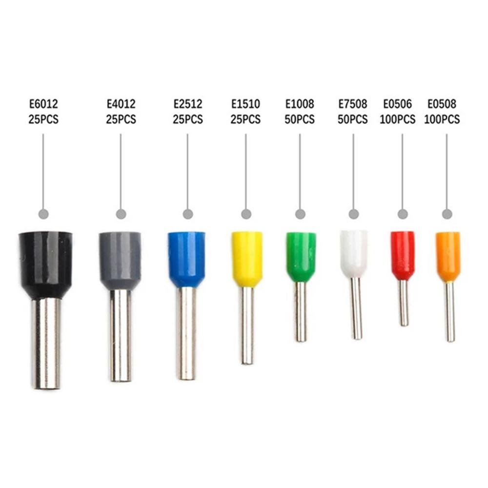 400Pcs Insulated Wire Connectors Set Crimp Terminal Caps Cold Press Electrical E0508 7508 1008 1510 2512 4012 for Safe Splicing