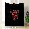 Red Devil Logo on Black Background Flannel blanket for bedroom, living room, sofa, and nap