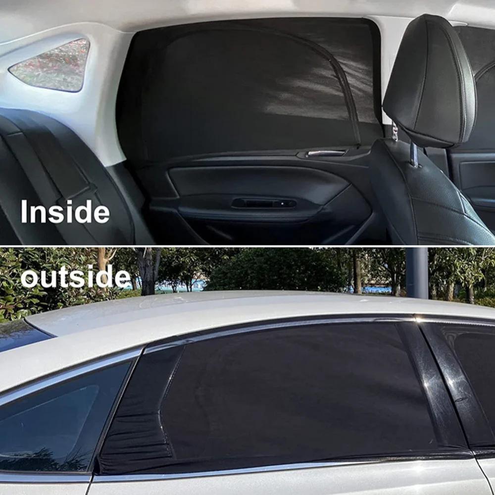 2PCS Car Sunshade Side Window UV Sunshine Cover Breathable Mesh with Zipper Auto Window Screen Covers Car Sun Shade Accessories