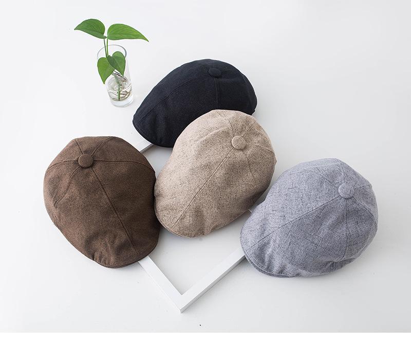 Korean Style Summer Linen Retro Beret for Women & Men - Versatile Thin Duckbill Hat, Trendy for Autumn & Winter