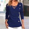 YYFS Women's Fashion Casual Spring Autumn Solid Color Print Long Sleeve V-Neck Blouses & Shirts