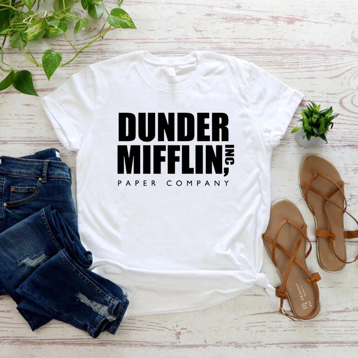 Футболка Dunder Mifflin The Office Gift Рубашка Дуайта Шрута Забавная футболка с телешоу Dunder Mifflin Paper Company Футболки унисекс Топы XXL белый