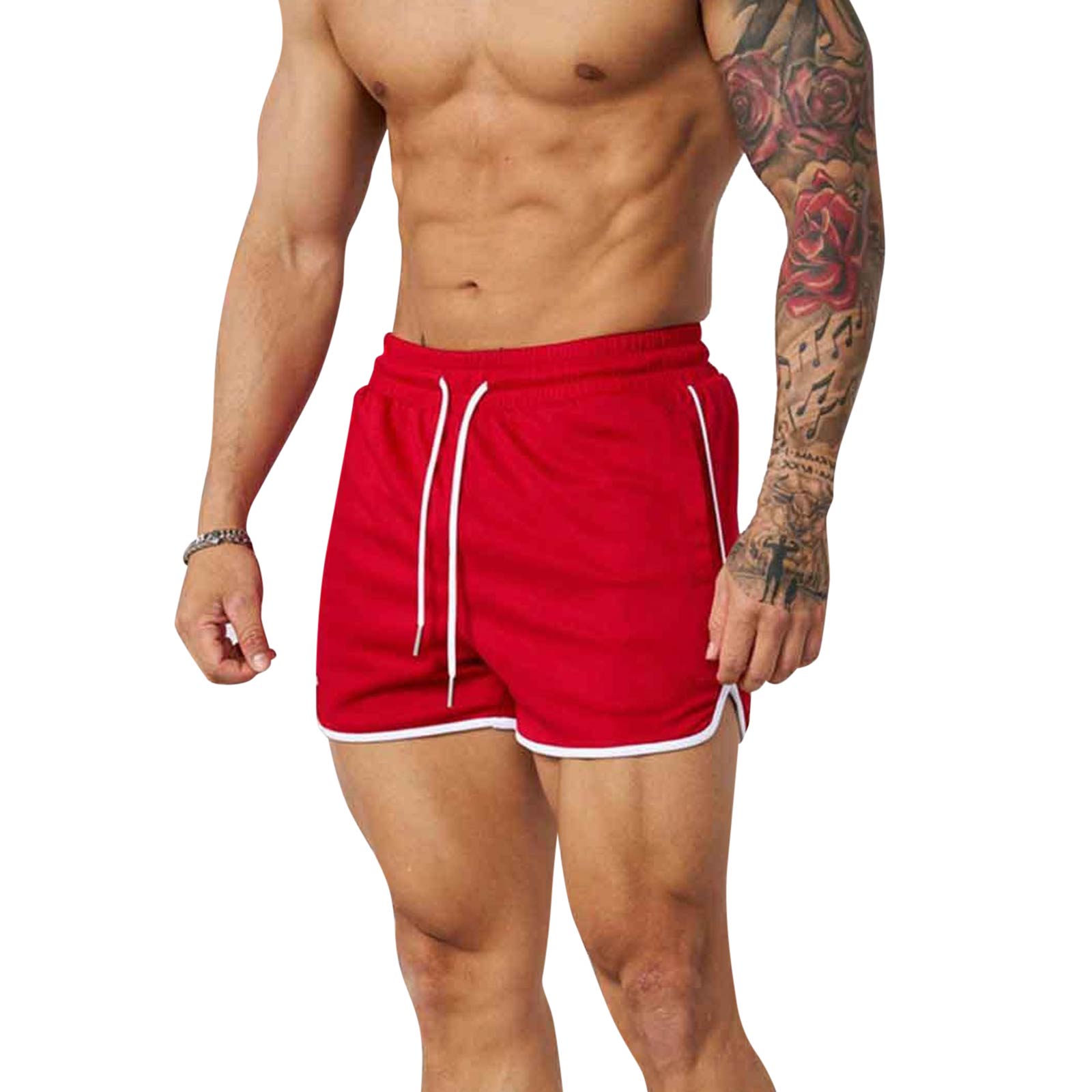 

Men s Mesh Breathable Sports Shorts - Quick-drying For Fitness And Running - Four-piece Set - Beach Pants XL червоний