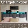 Bed Frame Color-Changing LED Light Strip, Built-In Charging Station, 4 Storage Drawers, Wooden Slats,Linen Frbric,Grey