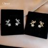 Super flash zircon bow, star earrings, studs, exquisite Korean niche earrings.