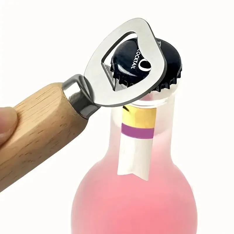 1-40PCS Wooden Handle Beer Bottle Opener Handheld Bar Tool for Home Kitchen Wine Soda Water Glass Cap Opener