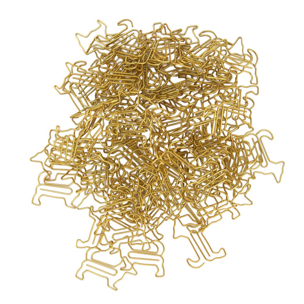 100pcs Dog Shape Paper Clips Crtively Cute Plated Metal Bookmark Paper Clips for Students Stationery