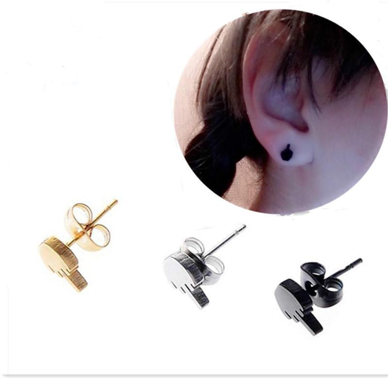 Punk Cool Stainless Steel Ear Jewelry Studs Earring Women Man Cute Small Finger Hand Studs Earrings