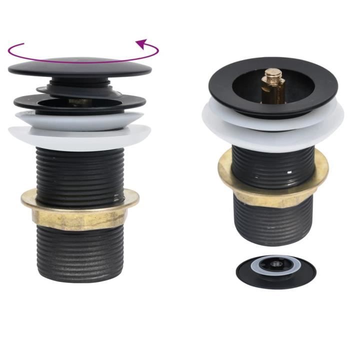 Drain à poussoir - vidaXL - Noir - 6,4x6,4x9,1 cm - Zinc et laiton - Facile à nettoyer