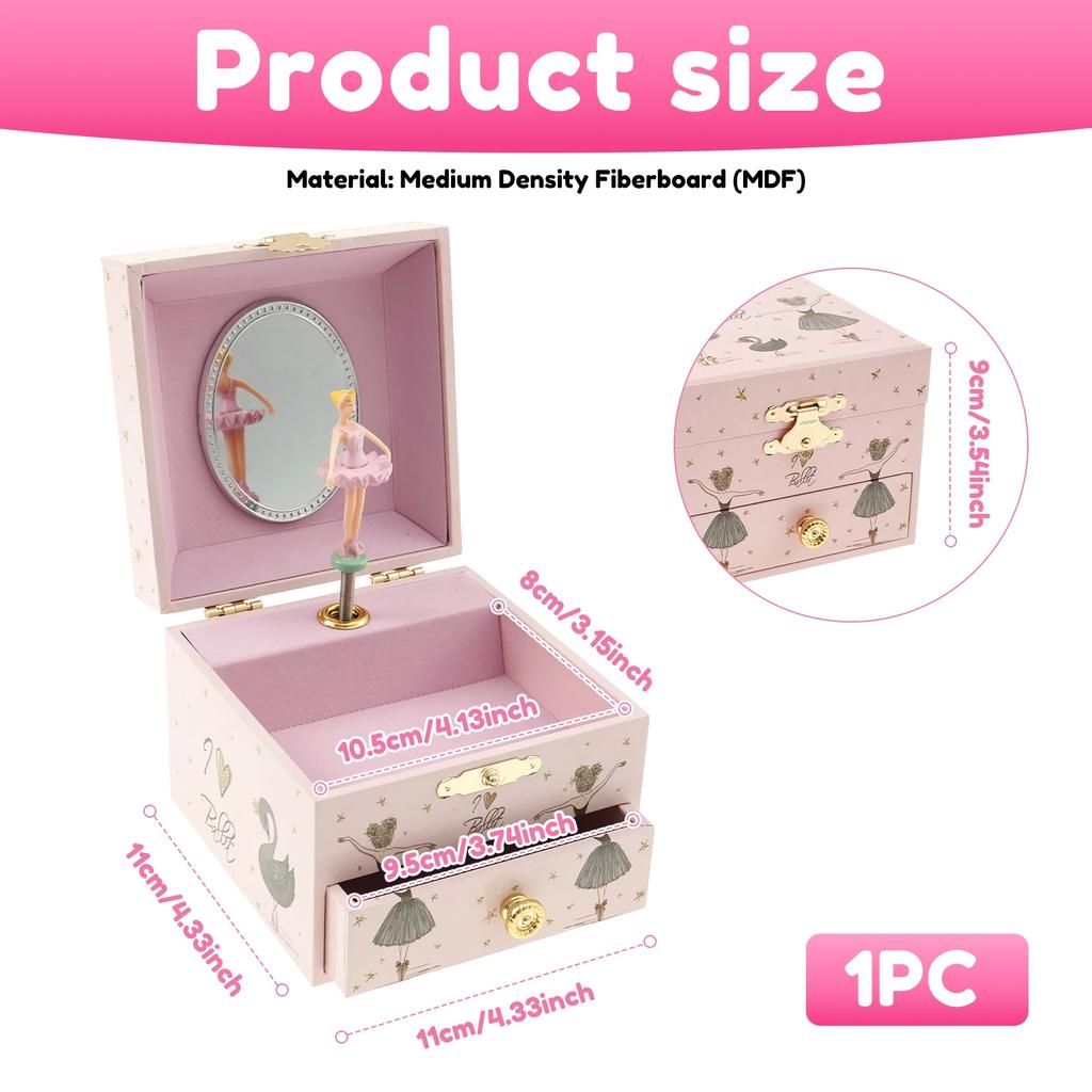 Schmuckaufbewahrungsbox 4 Zoll Ballerina Schwanensee Spieluhr Mädchen Geschenk Organisieren Halskette Armband Heimdeko Kind Spieluhr