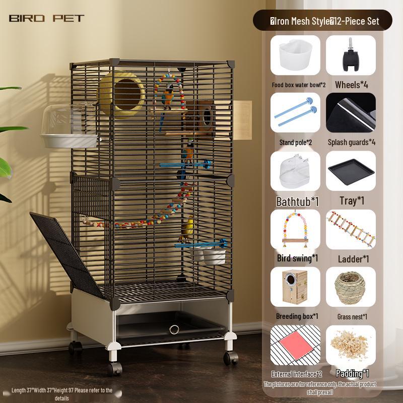 Luxury Large Bird Cage for Cockatiels, Budgerigars, Parrots with Breeding Box