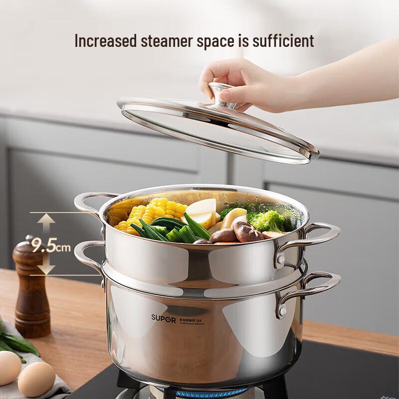 Supor 304 Stainless Steel Saucepan with Steamer