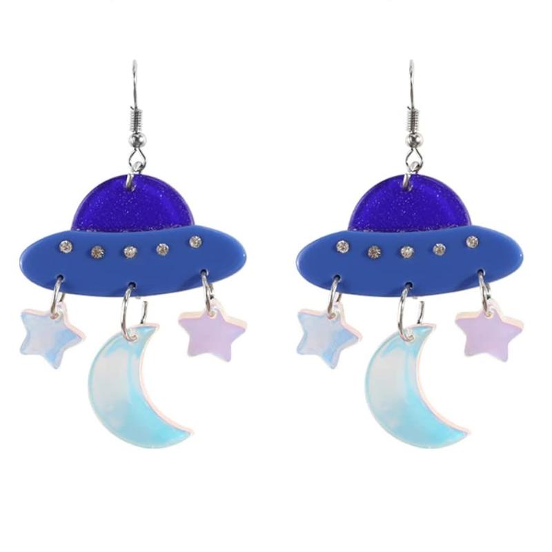 

Акриловые серьги НЛО со звездой и луной
