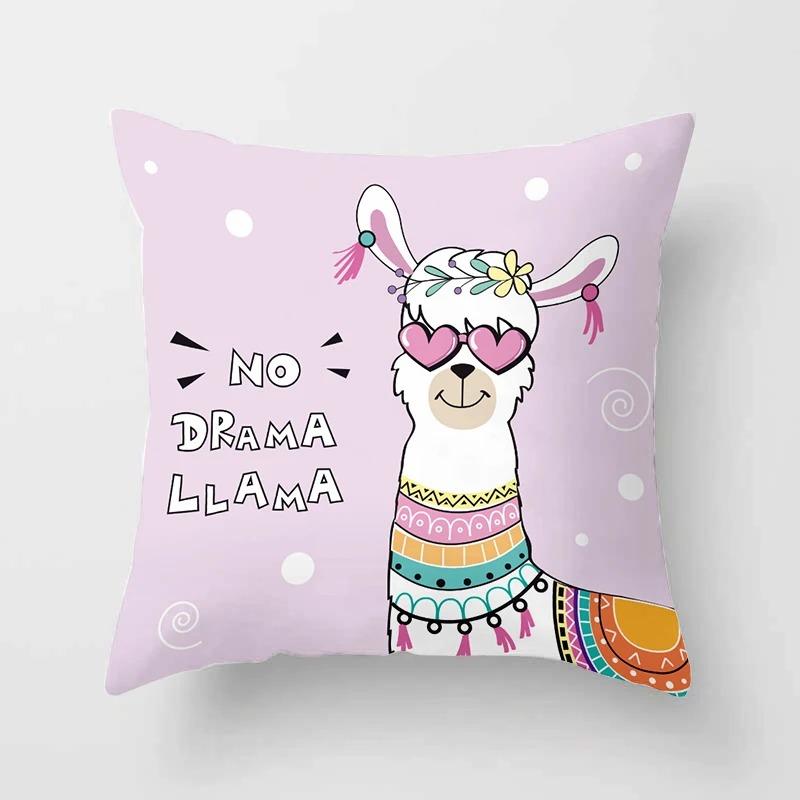 Cartoon Alpaca Decorative Pillowcase Living Room Office Home Pillowcase Car Ornaments