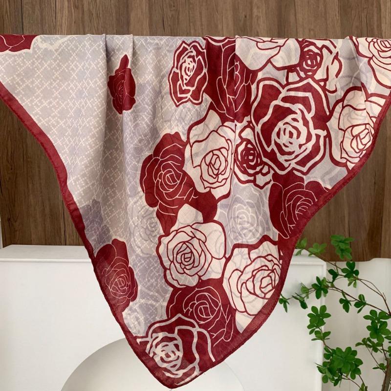 Square scarf new neck scarf scarf small shawl travel bag headscarf versatile cashew flower silk scarf