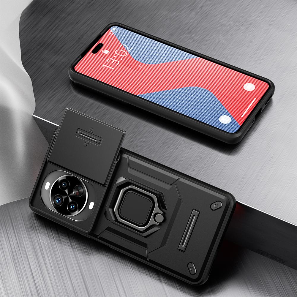 KEYSION Shockproof Case for Huawei nova 14 14 Pro Slide Camera Protection Metal Ring Stand Phone Back Cover for Huawei nova14Pro