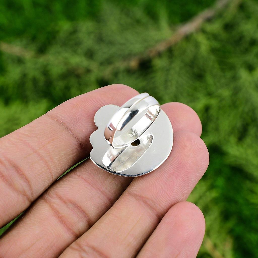 Gift For Her 925 Silver Natural Tiger'S Eye Statement Flower Adjustable Ring
