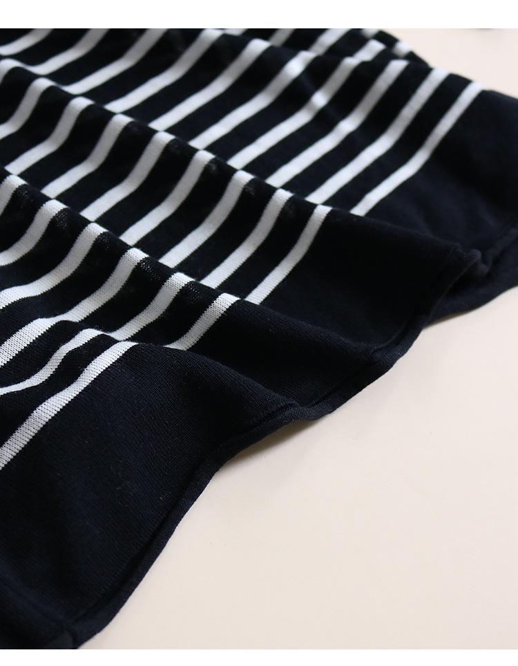 Tangge Women's Silk Lyocell Striped Long Sleeve Crew Neck T-Shirt