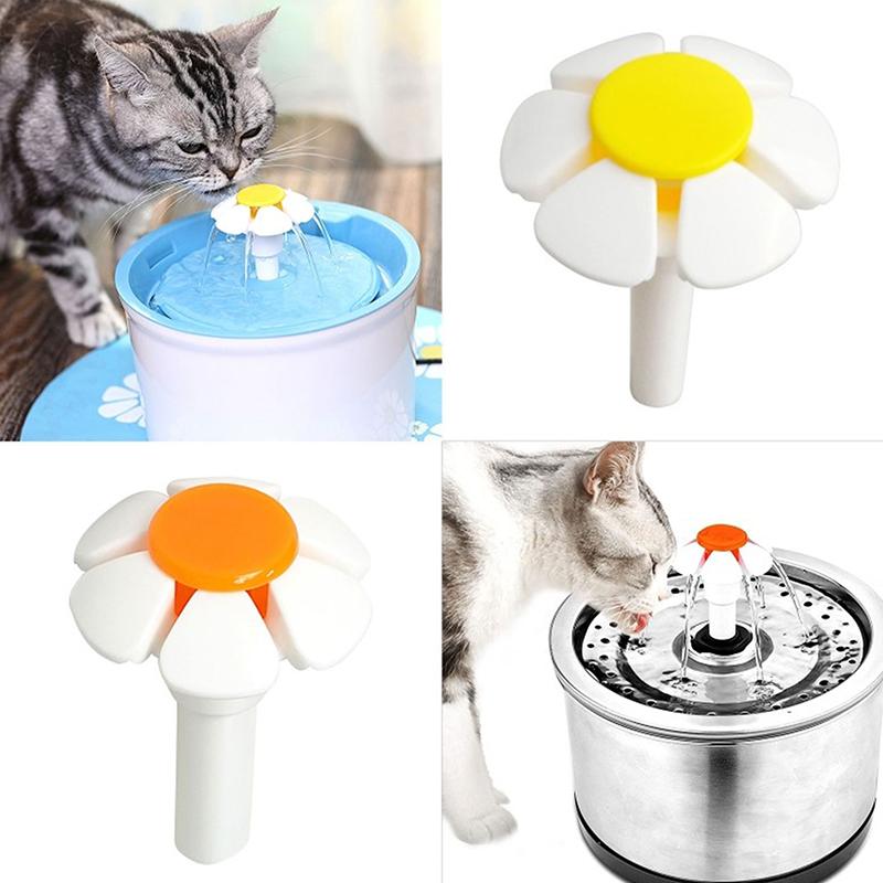 1 Pcs Cat Fountain Replacement Flower Nozzle Head For Dogs Round Cubic Stainless Steel Top Water Dispenser Yellow Orange