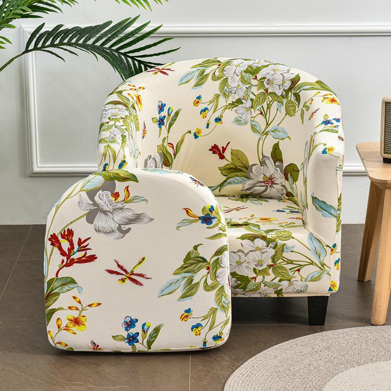 Yto Household Items Unisex Tub Chair Cover Stretch Club Armchair Slipcover Non-Slip Barrel Chair Cover For Dining Living Room Office Reception 2Pcs/Set