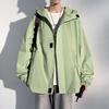 New Hong Kong Style Loose Hooded Jacket Men Spring Autumn Casual Long Sleeve Large Size Versatile Top