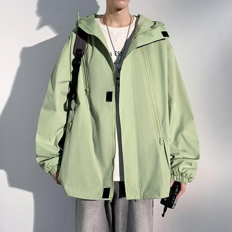 New Hong Kong Style Loose Hooded Jacket Men Spring Autumn Casual Long Sleeve Large Size Versatile Top