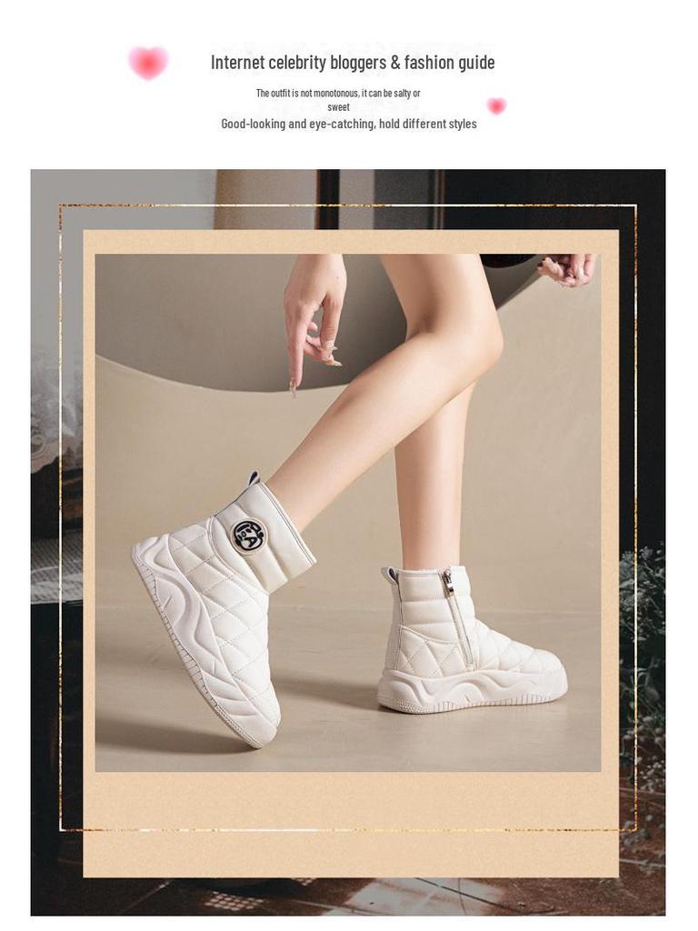 Damskor 2024 Vinter Sammet Tjocka Varma Snökängor - Kort Skaft, Stor Bomullsfyllning, Smal Passform.