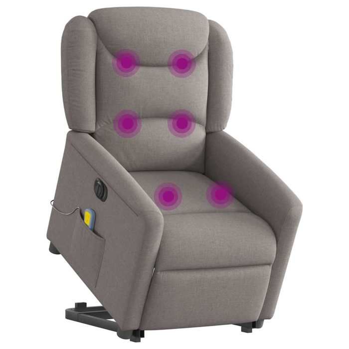 VidaXL Electric Massage Recliner Armchair Taupe Fabric 3303231
