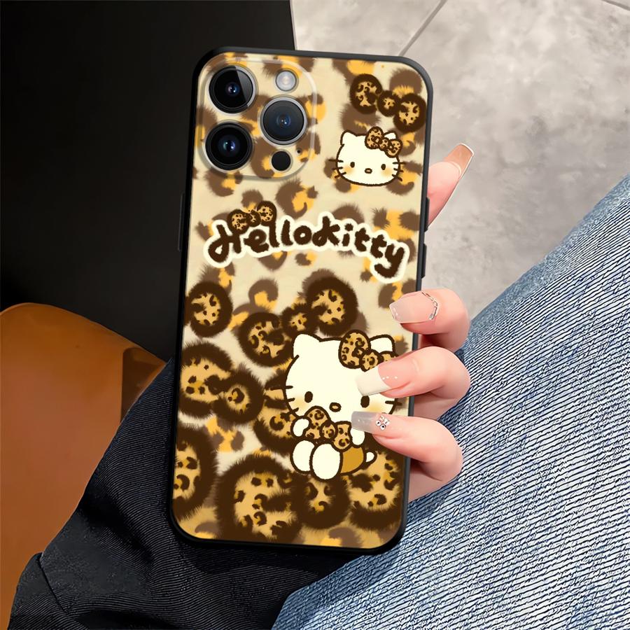 Case for iPhone 17Air XR XS Max 13 12 11 17 Pro Max 15 16 14 Plus 7 8 Black Soft Phone Cover Sanrio Hello Kitty