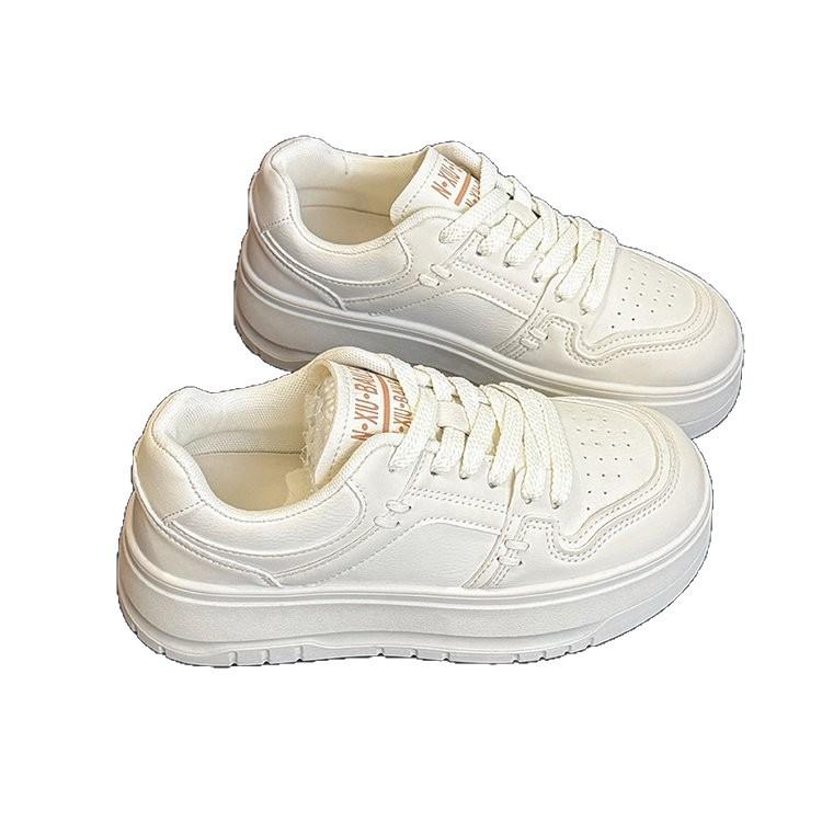 Platform white shoes women's 2025 new flat-soled single shoes fashionable versatile student board shoes wear-resistant casual sports shoes
