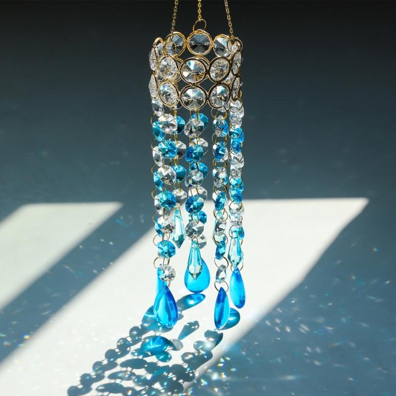 Hanging Crystal Pendants Garden Suncatchers Wind Chimes Rainbows Prisms Crystal Chain for Window Drop Bells