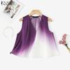 ZANZEA Women Casual V-Neck Summer Sleeveless Gradient Vest Tops