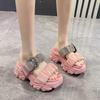 Summer Thick-soled Rhinestone Women Casual Slippers   Height-increasing  Ladies Open Toe Sandals Beach Roman Shoes