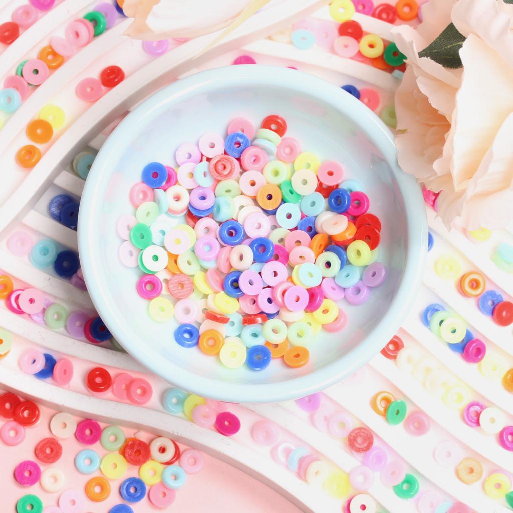 1000 ks jednobarevných volných distančních korálků, ručně vyráběných, náramků, náhrdelníků pro výrobu šperků, 6 mm plochých kulatých disků, akrylových, boho stylů