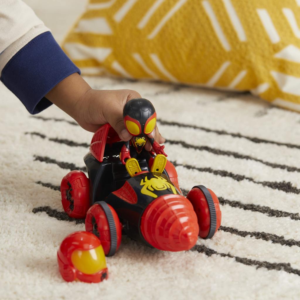 Hasbro Marvel Spidey en Vrienden Web Spinner met Boor Spinner Miles met Auto en Actie Leeftijden F7253 Morales Spider-Man, Accessoires, 4-inch (10 cm)