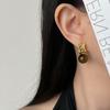 Medieval Style Liquid Irregular Tiger's Eye Stone Earrings Retro Light Luxury Maillard Style Earrings