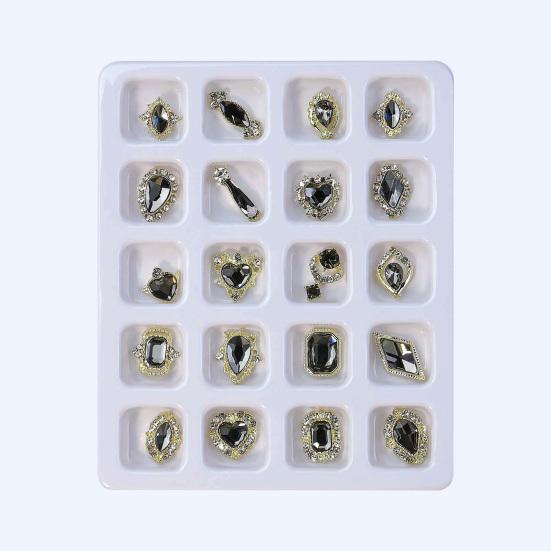 20Pcs/Box Nail Manicure Decor Gloss Three-dimensional Shining Art Sparkling DIY Faux Diamond Nail Alloy Decor