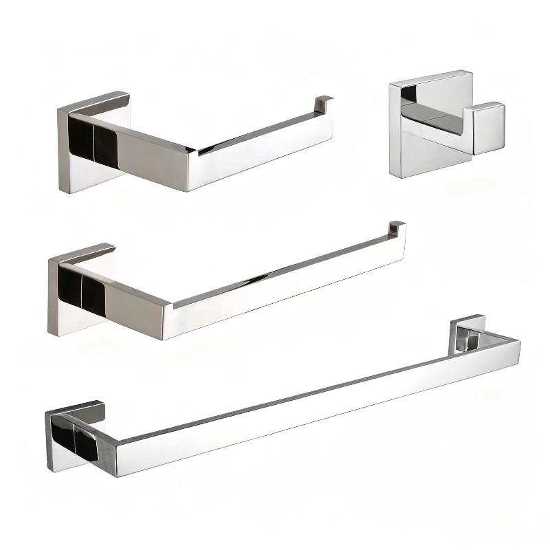 Set di Ferramenta per Bagno Cromato Gancio per Accappatoio Portasciugamani Barra Portaoggetti Scaffale Portarotolo Carta Igienica Portaspazzolino Accessori per Bagno