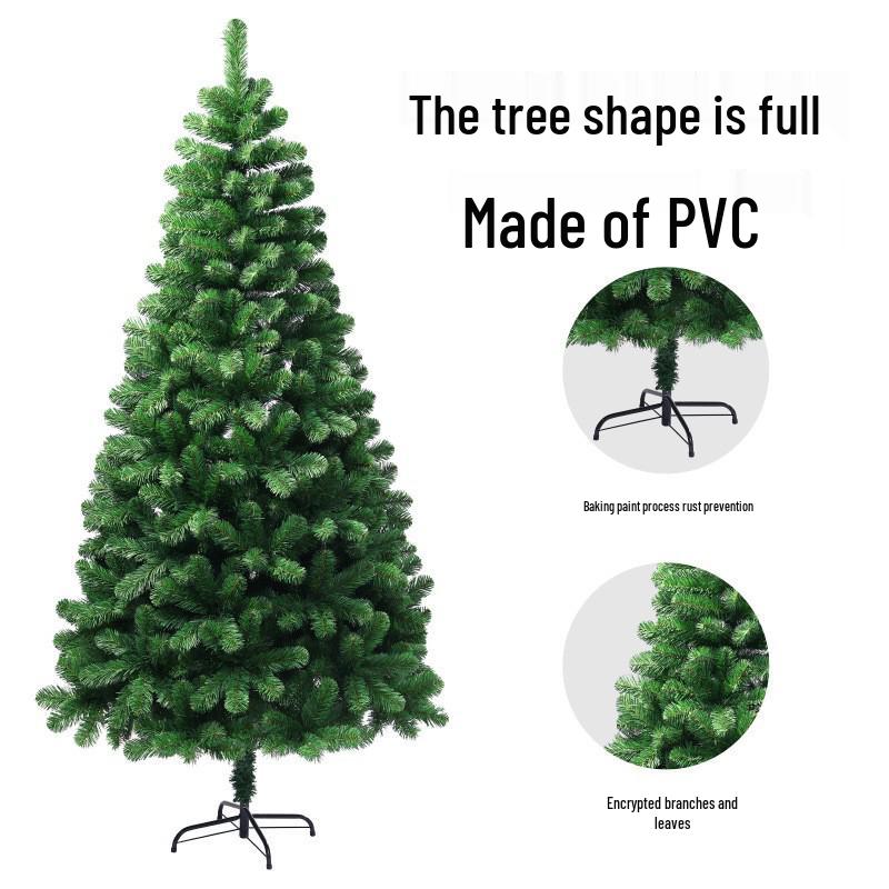 Encrypted PVC Green Christmas Tree, Artificial Simulation with Decorations in Stock