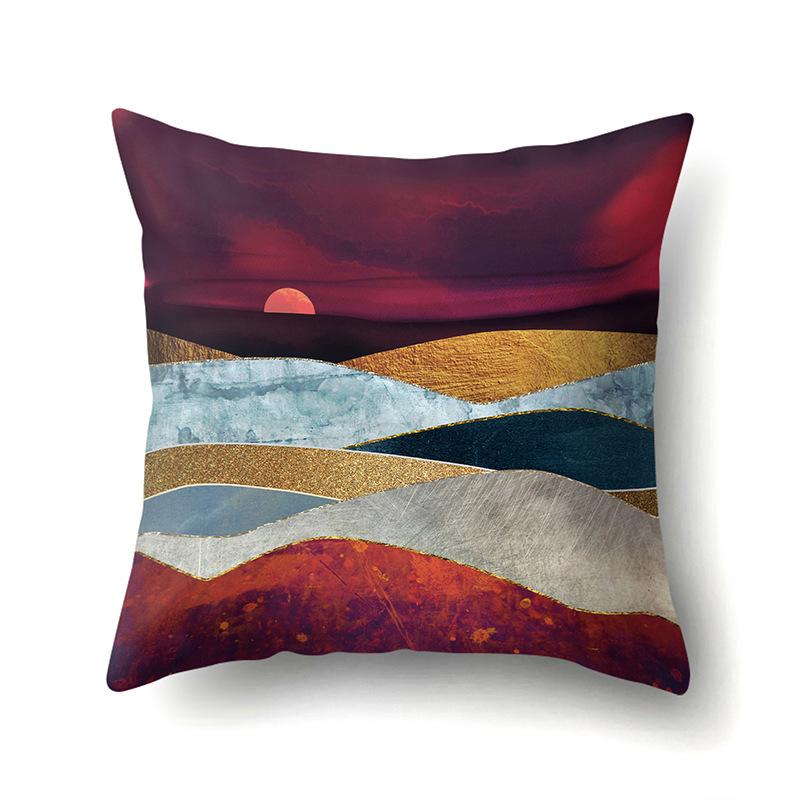 Polyester Pillow Cover Mountain Print Pillow Cover Waist Cushion Cover Car Cushion Head Cushion Cover Premium Durable